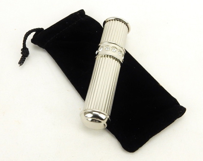 Vintage Debbie J. Palmer Perfume Atomizer, Refillable, Silver Plated Brass, Carry Pouch