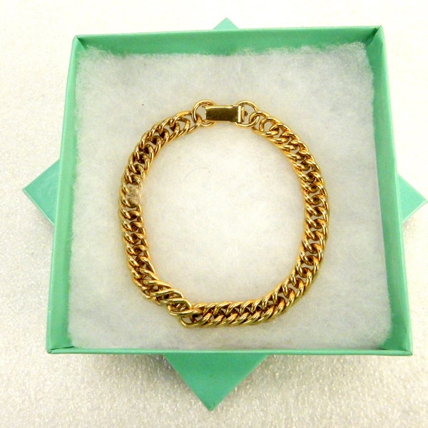 7" Curb Chain Bracelet, Gold Tone, Fold Over Clasp, Fashion Jewelry #JWL-187