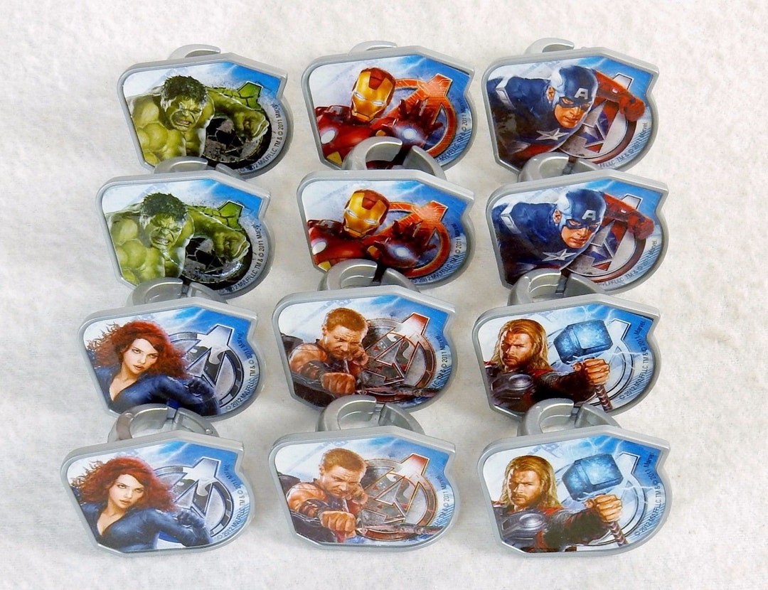 12 Pk Cupcake Topper Rings, Marvel Avengers Assemble, 6 Assorted Hero