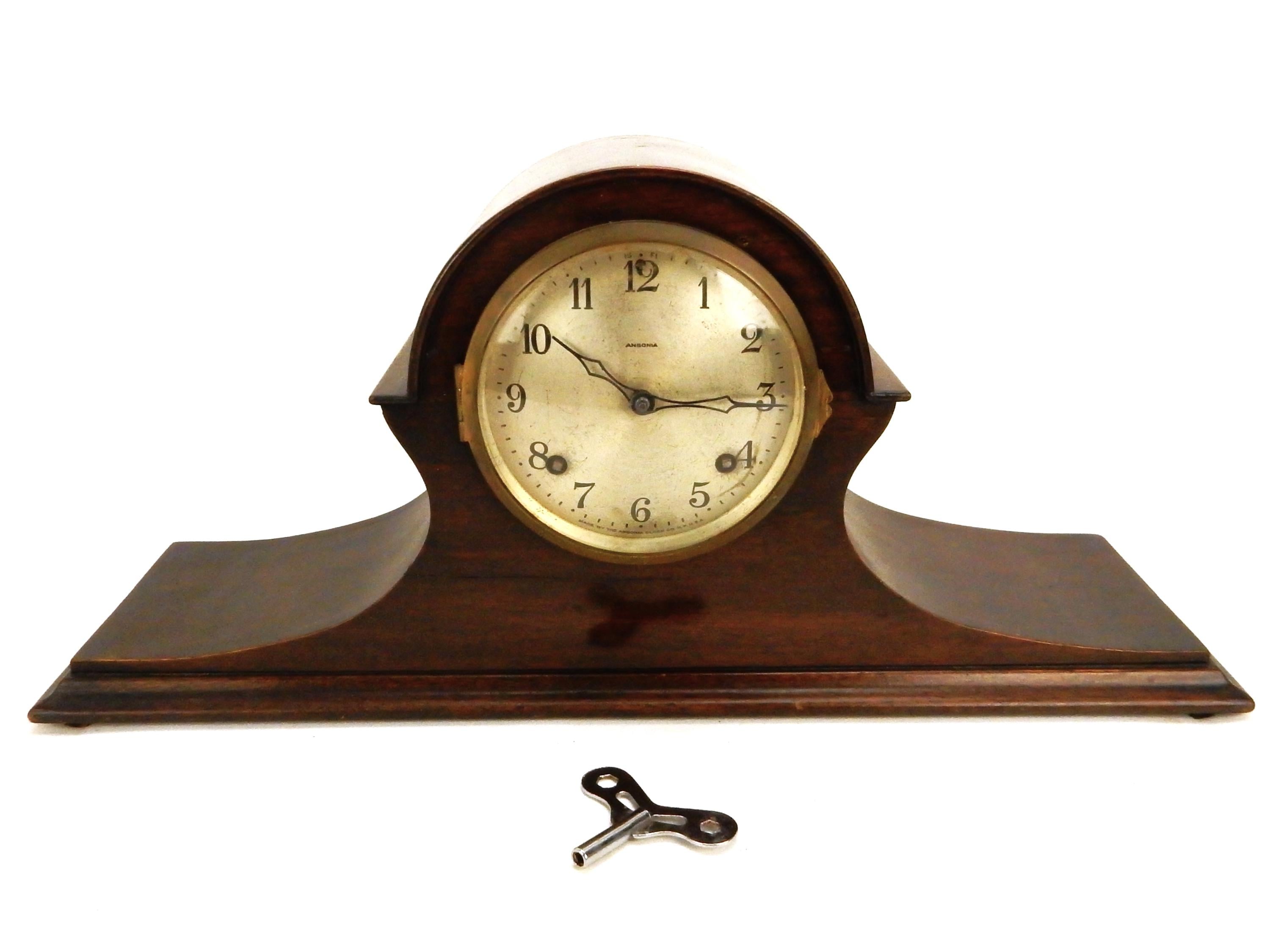 Ansonia Wooden Mantel Clock, Vintage/antique, W/winding Key