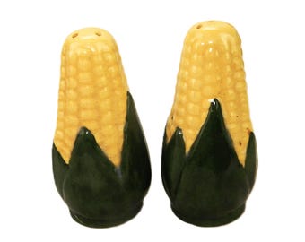 Vintage Porcelain Salt & Pepper Shakers, Corn-on-the-Cob