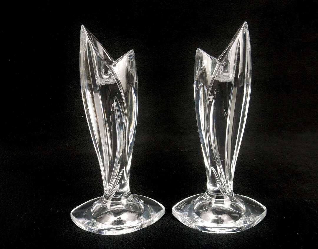 Pair of Crystal Taper Candle Holders Vintage Marquis by Etsy