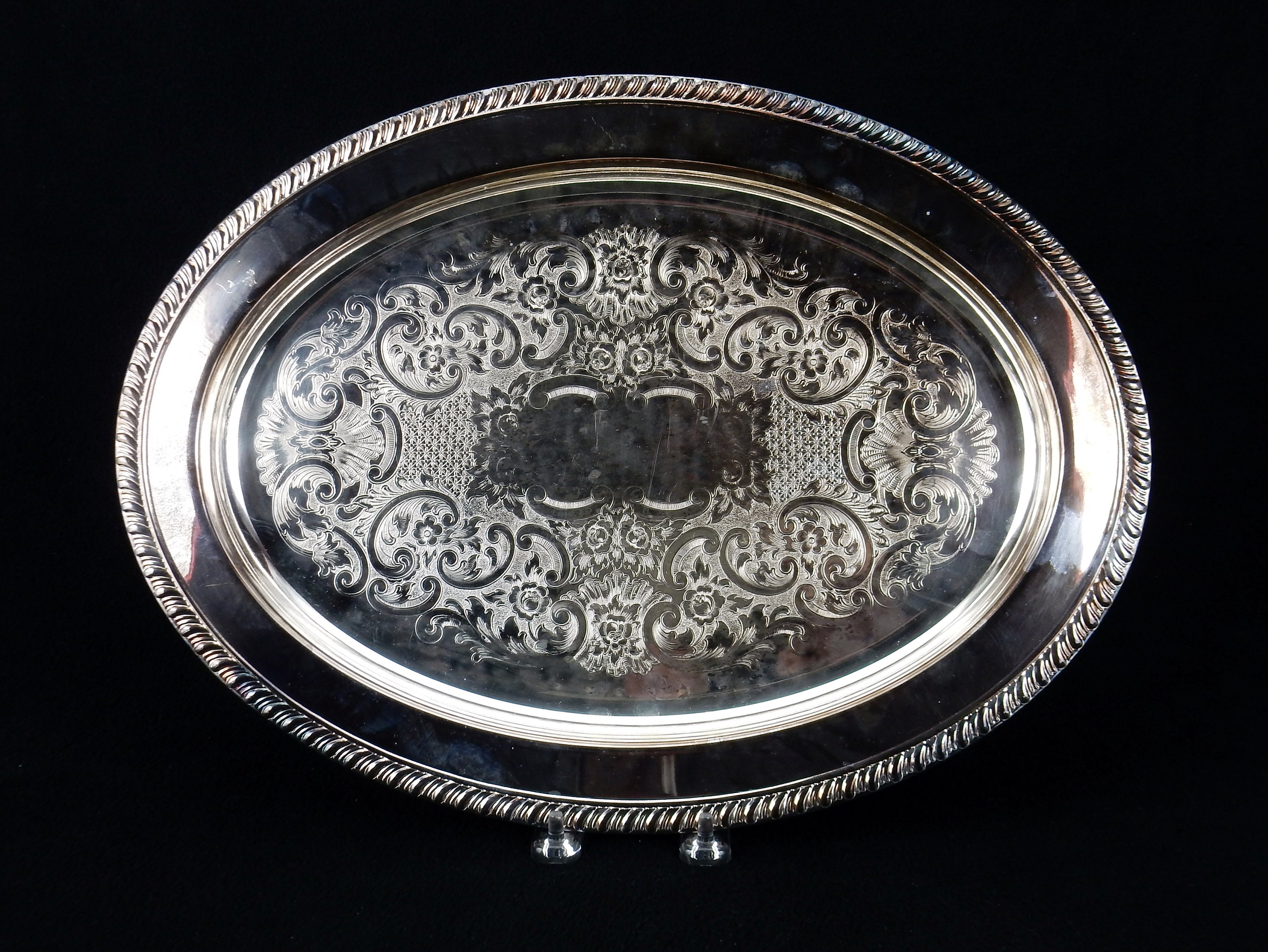 Leonard Silver Plated Serving Platter 16 Oval Tray Etsy
