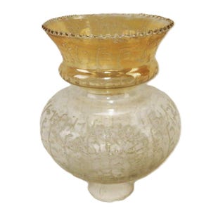 7&quot; Lamp Globe/Chimney, Brown & Clear, 1 7/8&quot; Fitter, Textured Surface, Two-Tone