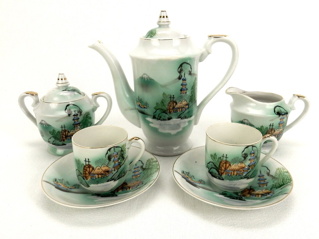 Kutani Porcelain Tea Set Service for Two Hand Painted 9 Etsy