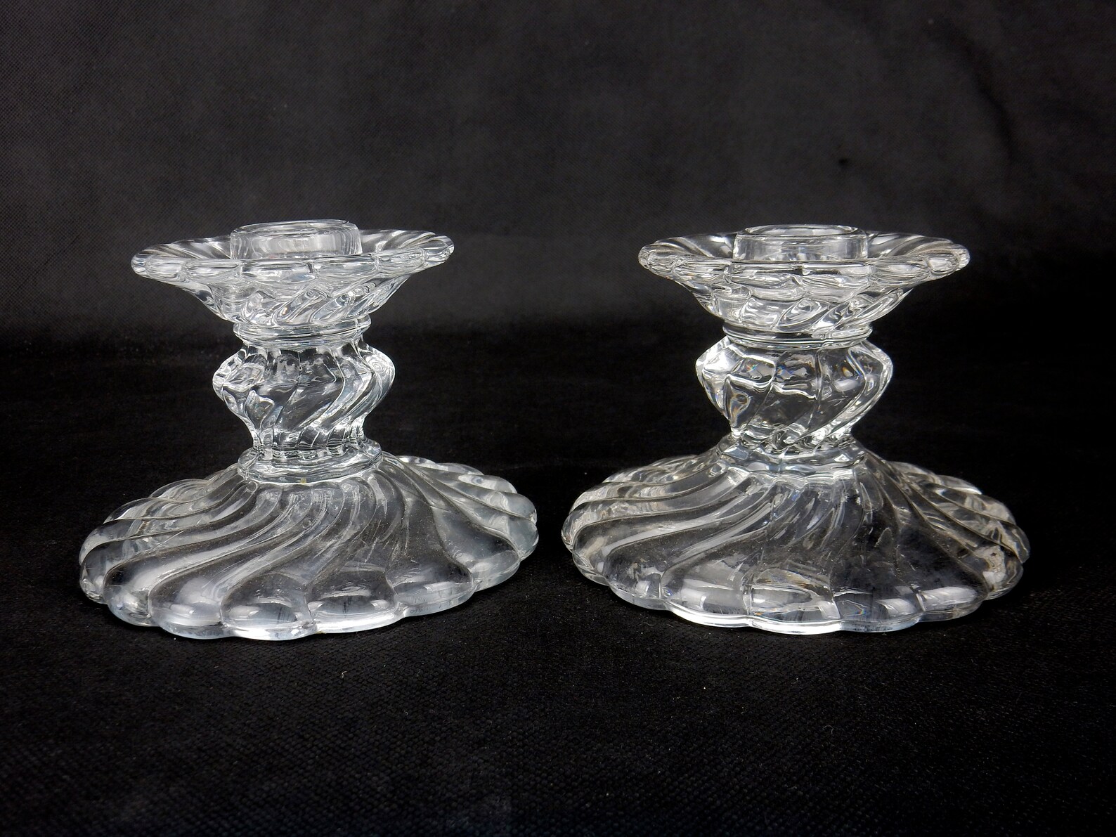 Vintage Fostoria Candle Holders Swirl Glass Pair of Candle Etsy
