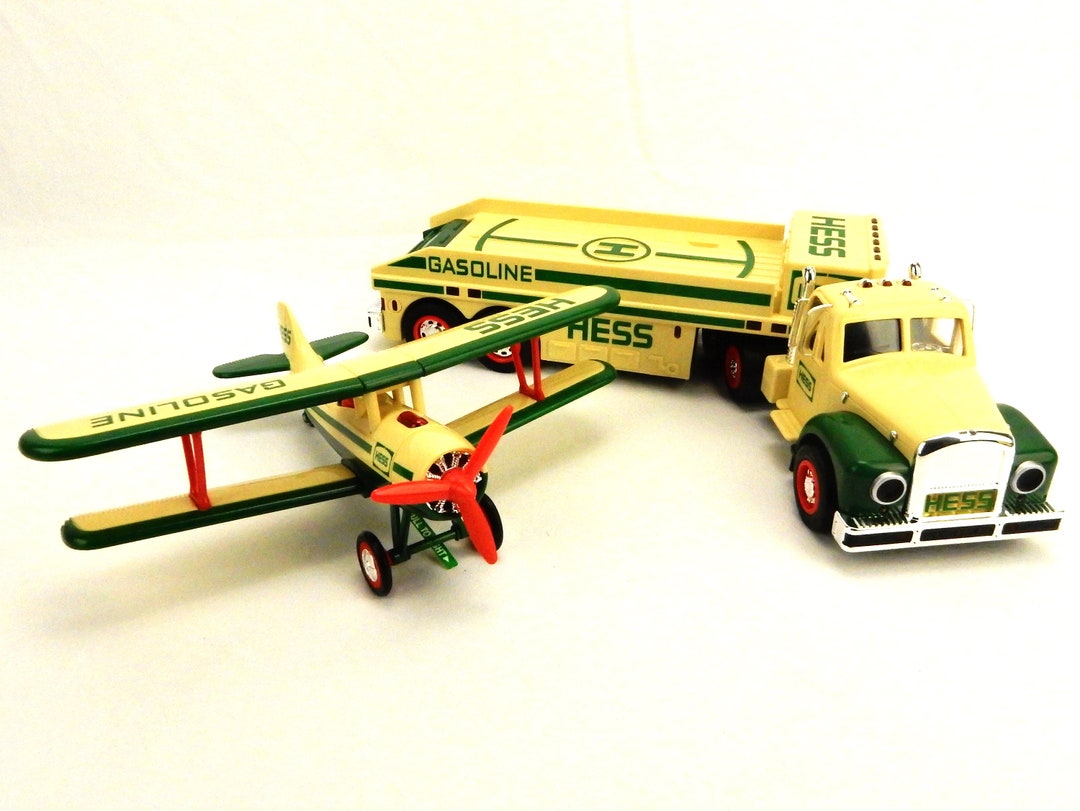 HESS Gasoline Toy Truck and Airplane Vintage Tractor Trailer Etsy