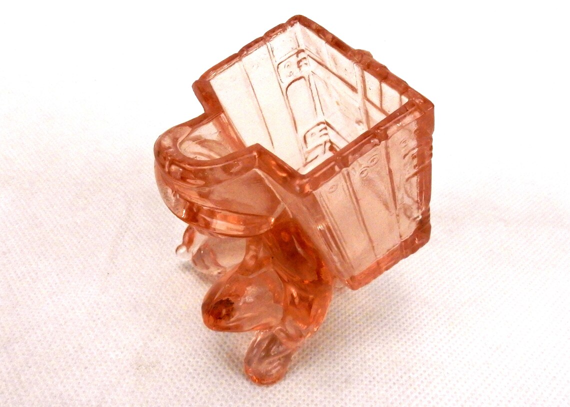 Pink Depression Glass Toothpick Holder Boy Kneeling With Pack Etsy