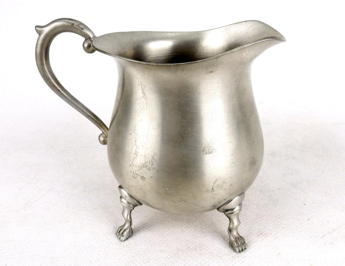 Pewter Creamer & Sugar Bowl Set Claw Footed Vintage Preisner Etsy