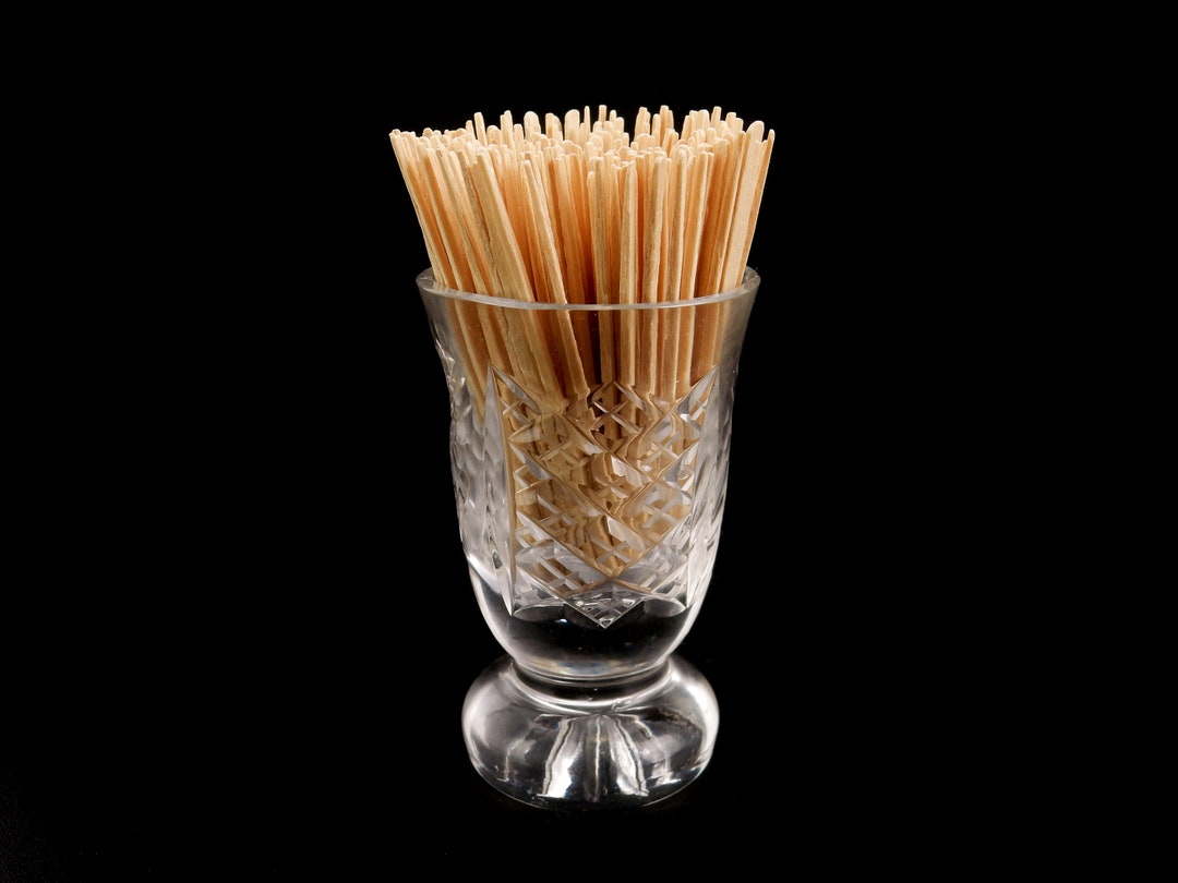 Vintage Cut Glass Toothpick Holder Footed Diamonds & Star Etsy