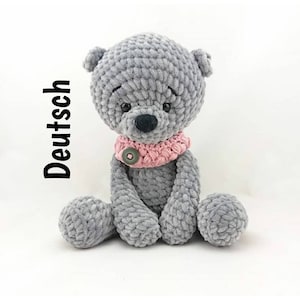 PDF German crochet pattern, teddy, teddy bear, bear, amigurumi, Micha the polar bear