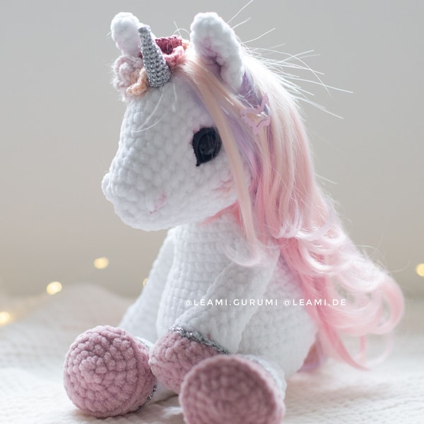 PDF + 5 videos German crochet instructions unicorn Elisa by leami