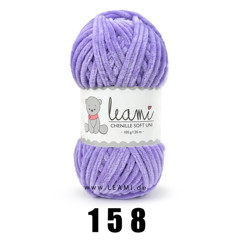 32,00 EUR/kg LEAMI Chenille Soft UNI, 100g/120m certified 158 amethyst