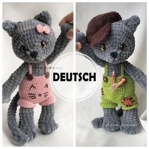 PDF German crochet pattern Cat Smokey by leami