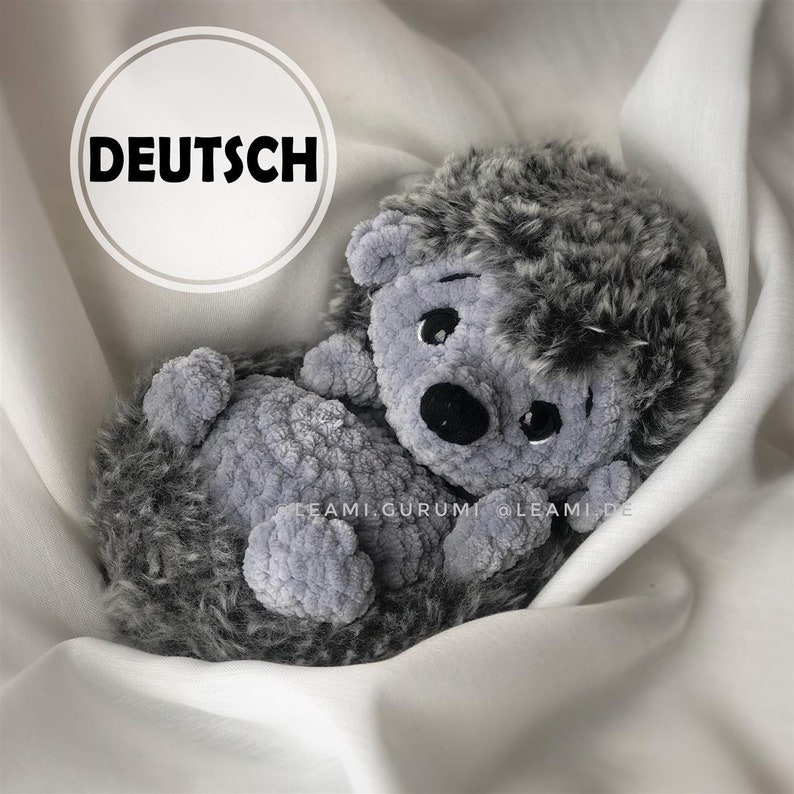 PDF German Hedgehog Fluffy Crochet Pattern image 1