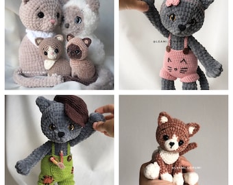 2 x PDF crochet instructions for the cats Milka and Smokey from leami