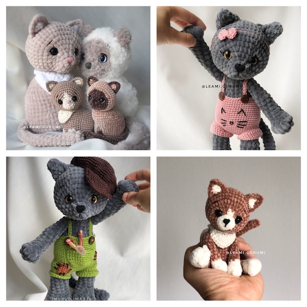 2 x PDF crochet instructions for the cats Milka and Smokey from leami
