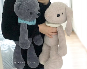 2 x PDF deutsch Häkel Anleitung Hase Lou und Teddy Micha von leami, Amigurumi