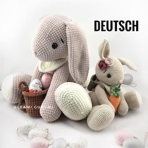 PDF German crochet pattern Bunny Lou LARGE, by leami amigurumi