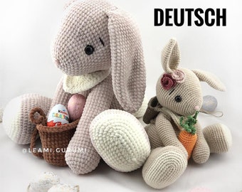 PDF German crochet pattern Bunny Lou LARGE, by leami amigurumi