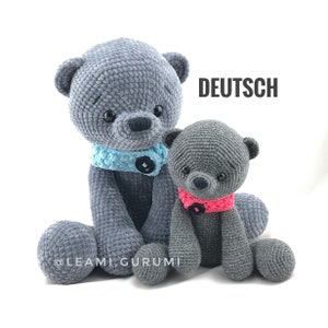 PDF German Crochet Pattern, Big Teddy Micha, 50 cm, 30 cm, Amigurumi leami leamigurumi crochetandcuddly