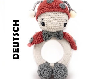 PDF German Crochet Pattern Lady Buyer Delia Rattle Amigurumi leami leamigurumi