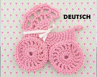 PDF German crochet instructions appliqué bassinet pram leami