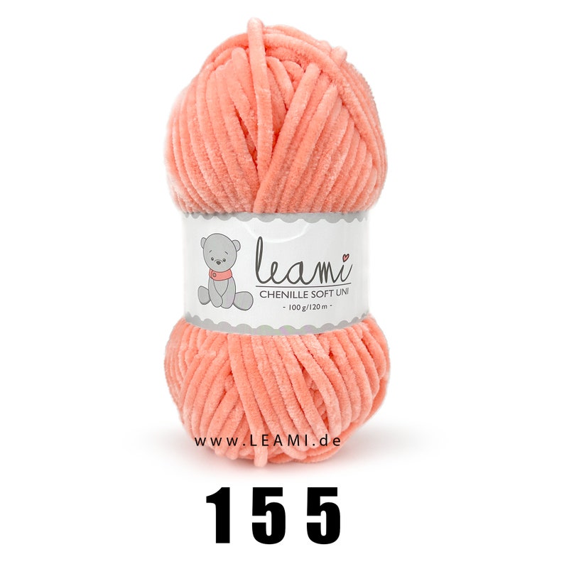 LEAMI Chenille Soft UNI, 100g/120m certified 155 lachs hell