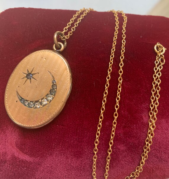 Moon Star Locket Necklace - Celestial Locket - Gol