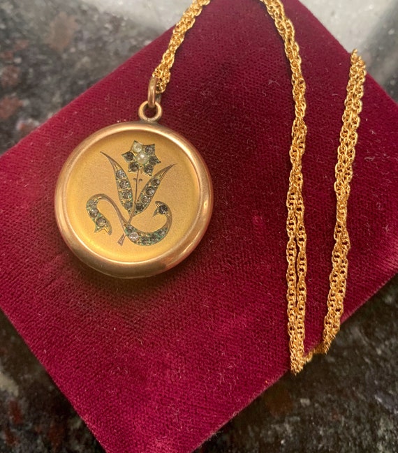 Flower Locket Necklace - Paste Locket - Victorian
