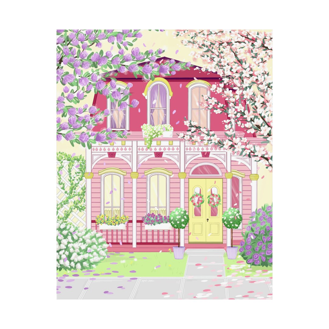 The Pink House Art Print Poster - Etsy