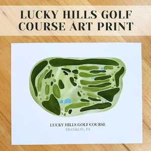 Art de parcours de golf de Lucky Hills, carte d'art personnalisée de parcours de golf de Lucky Hills, oeuvre d'art de carte de parcours de golf, golfeur Franklin idée cadeau, cadeau pour golfeur PA