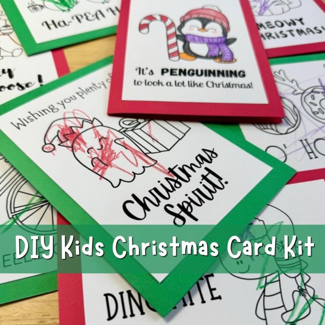 Silly Kids DIY Holiday Card Bundle, DIY Color Your Own Christmas Cards