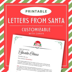 Plantilla de cartas de Papá Noel para imprimir, cartas de Papá Noel para imprimir, carta de Papá Noel para imprimir, plantilla de Canva de carta de Papá Noel de último momento