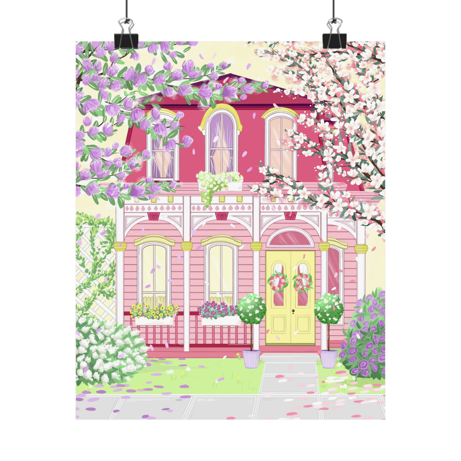 The Pink House Art Print Poster - Etsy
