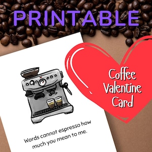 Cartão de Dia dos Namorados com Café para Imprimir, Dia dos Namorados com Máquina de Café Expresso, Cartão Digital de Trocadilho com Barista, Cartão de Dia dos Namorados para Imprimir com Trocadilho com Café Expresso Bonito