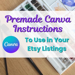 Canva-instructiesjabloon voor Etsy-listing, Canva-zelfstudiesjabloon productfoto, productsjabloon Etsy-verkopersvermelding Canva-info
