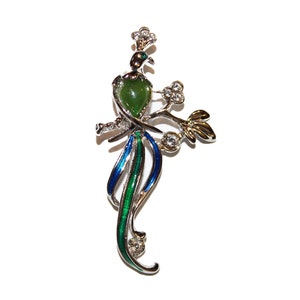 Canadian Nephrite Jade Peacock Brooch,  Canadian Jade, Gemstone Brooch, jade, natural jade, authentic jade, green jade, rings, Canadian