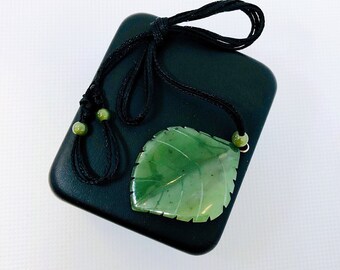 Natural Bc Jade Large Leaf Necklace, BC Jade Necklace, Leaf, Floral pendant, Nephrite Jade