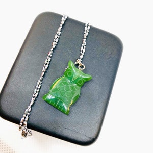 Natural Owl Pendant, Animal Pendant, BC jade, Nephrite Jade, Animal Lover