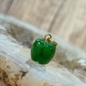 Jade Apple Charm, Gift for Teacher Appreciation, Teacher Day, Jade Necklace for birthday, Healing Gift for her, jade dainty pendant, charms