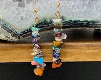 Dangling multi stone chandelier earring, amethyst earring, gemstone earring, gemstone jewellery, jade jewelry, dainty earring, unique gift