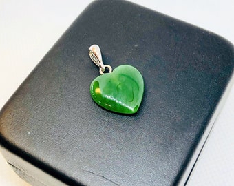 Natural BC Jade Heart Pendant, Heart Necklace, Gift for her, Gemstone Necklace, Couples Necklace, Jade Heart