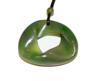 Canadian Nephrite Jade Mobius Pendant Necklace, Canadian Jade, Gemstone, jade, natural jade, authentic jade, green jade, buddha