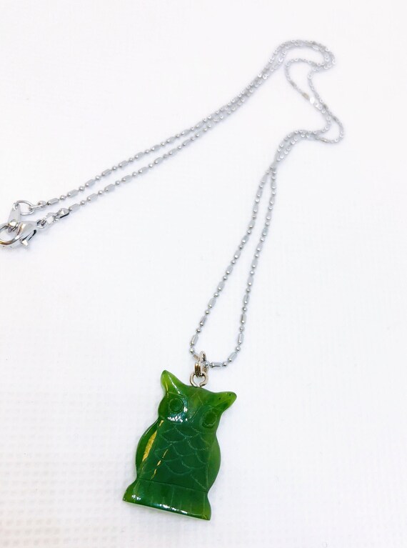 天然BC翡翠フクロウペンダント、動物愛好家へのギフト - Etsy 日本