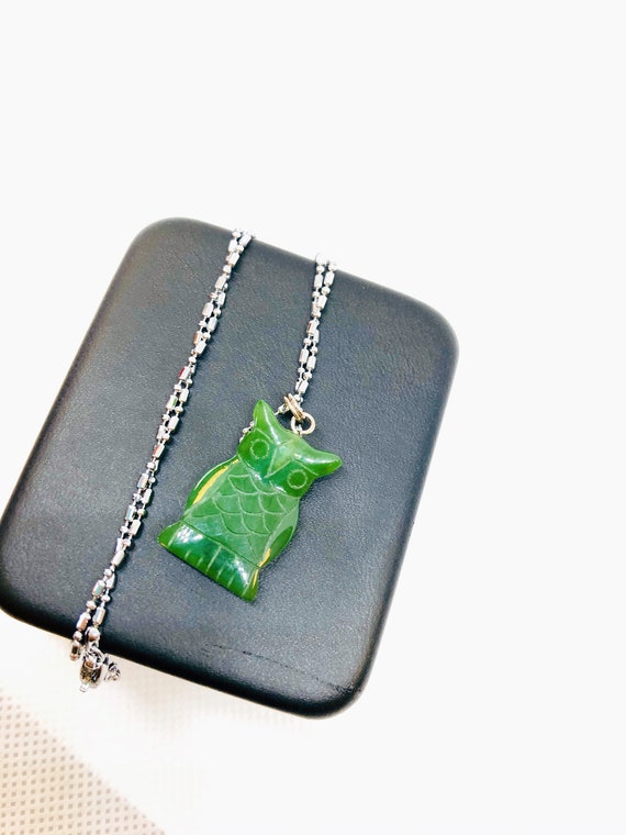 天然BC翡翠フクロウペンダント、動物愛好家へのギフト - Etsy 日本