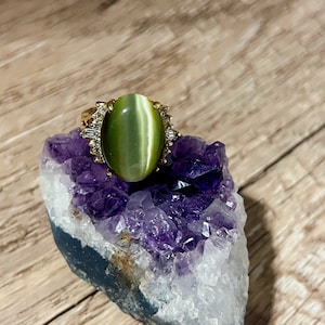 Cats Eye Rhinestone Statement Ring, Mother’s Day, Gemstone Statement Ring, Cat’s Eye Ring, Unique gift for her, Unique gift for mom