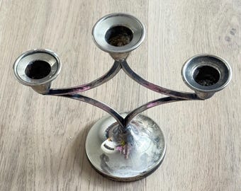 Portacandele vintage Art Deco placcato argento per 3 persone
