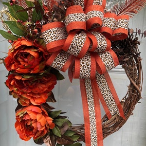 Fall Peony Front Door Wreath Fall Rust Peony Wreath