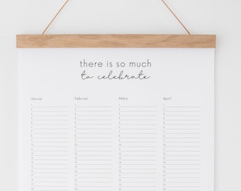 Birthday calendar with poster strip